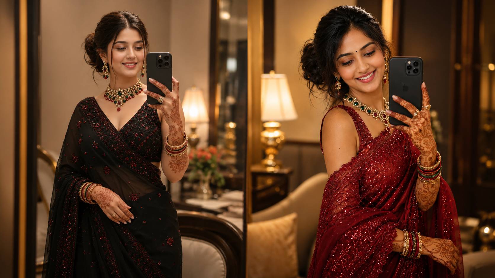 Asian Saree Mirror Selfie AI Prompt