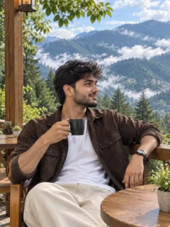Candid Outdoor Mountain Cafe Portrait