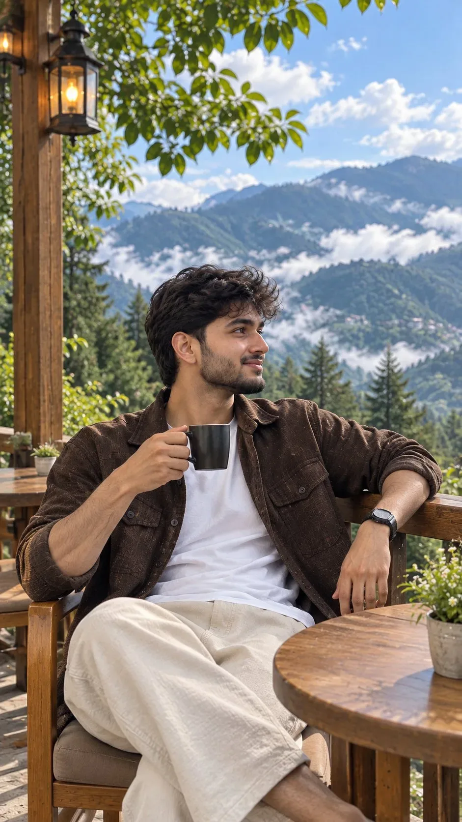 Candid Outdoor Mountain Cafe Portrait