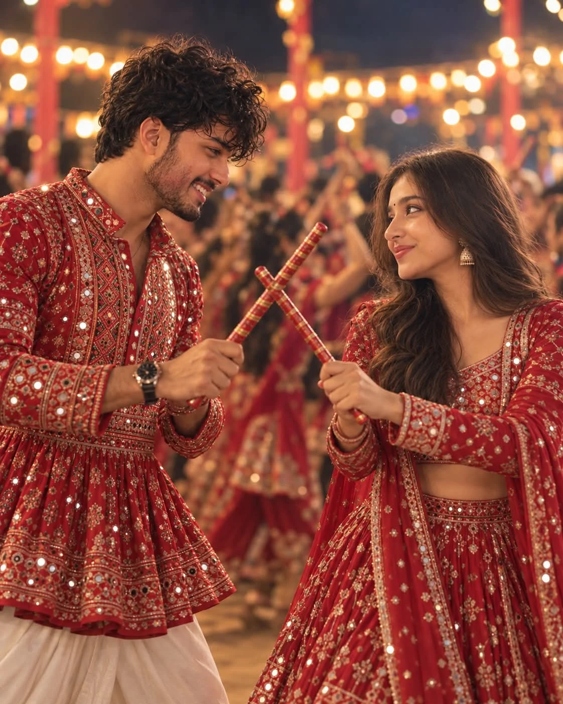 Dandiya Couple AI Photo Prompt